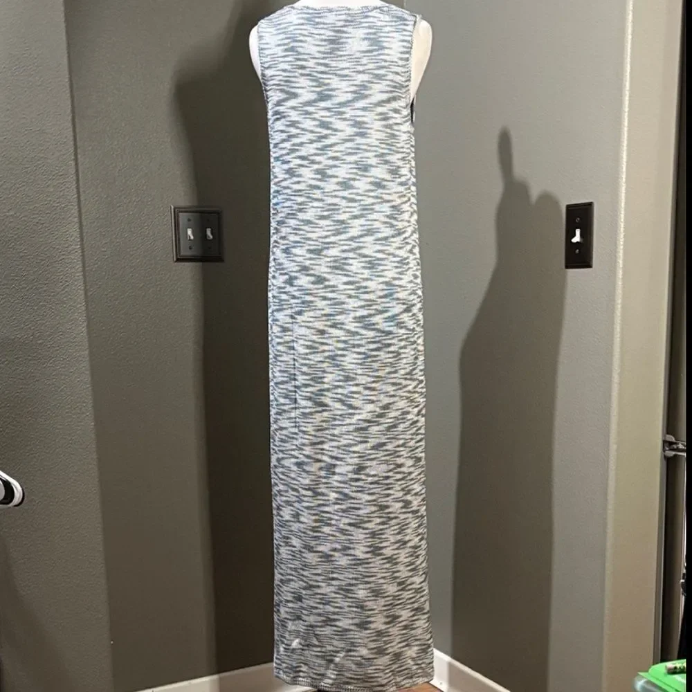 Lafayette 148 Women's Blue Sleeveless Marled Silk Knit Midi Dress